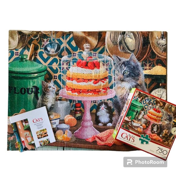 COMPLETE Please Leave The Lid Off Cats 750 Pc Puzzle Buffalo Game Kitten Kitchen - Picture 1 of 4